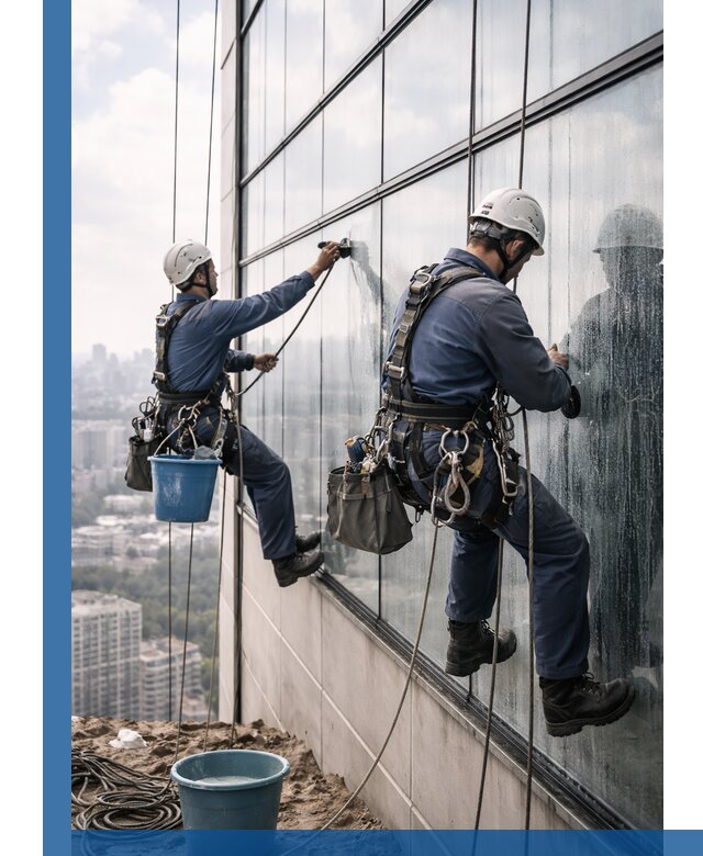 Профессиональная мойка фасадных окон альпинистами в Туле