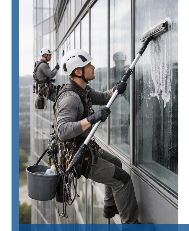 Высотная мойка сплошного остекления с выездом в Туле