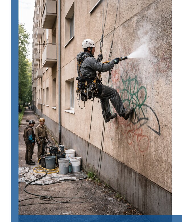 Удаление граффити с фасада в Туле без следов и повреждений