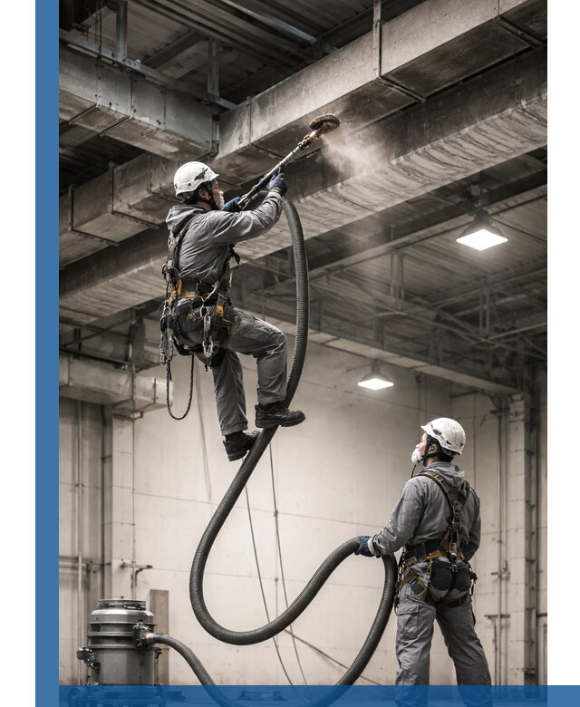 Обеспыливание потолочных конструкций в Туле промышленным альпинизмом