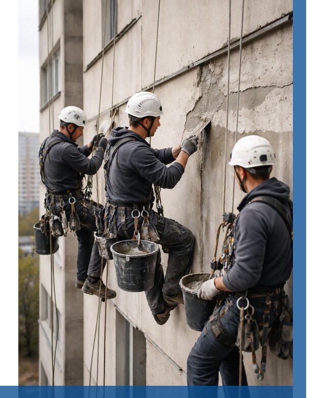 Ремонт бетонных элементов фасада в Туле от 2542 р. | ВЫСОТНИК-Тул