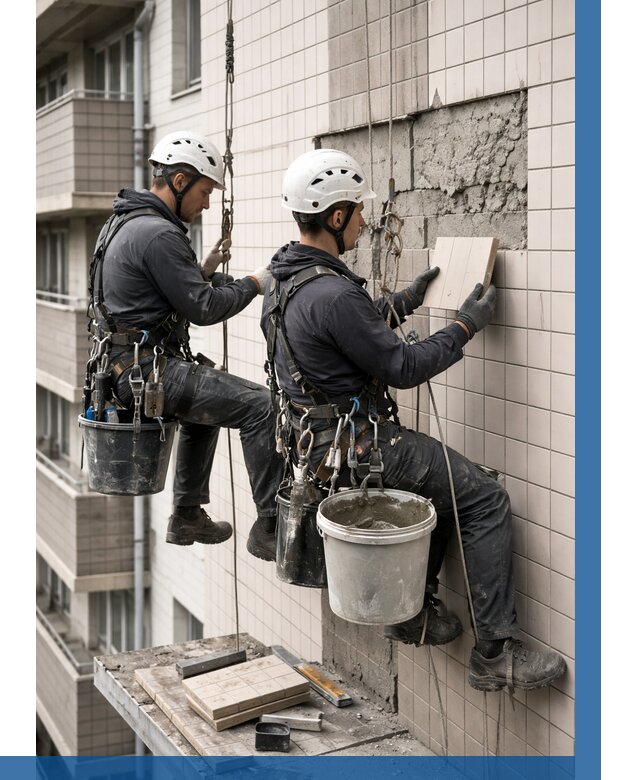 Ремонт облицовки фасада плиткой в Туле от 1830 р. | ВЫСОТНИК-Тул