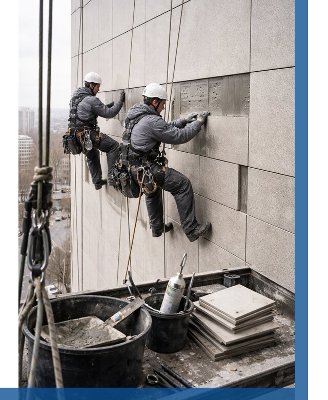 Ремонт фасада из керамогранита в Туле от 2542 р. | ВЫСОТНИК-Тул