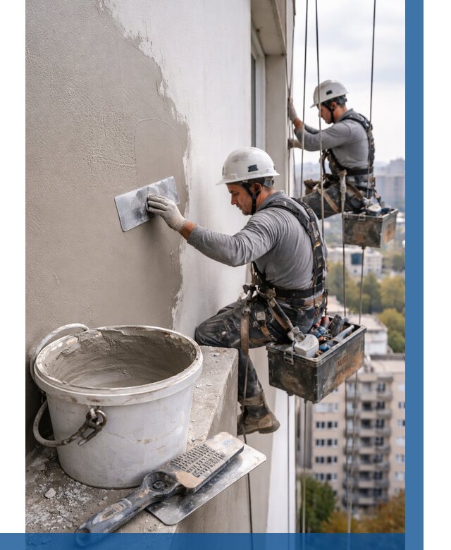 Шпаклевка фасада на высоте в Туле от 712 р. | ВЫСОТНИК-Тул