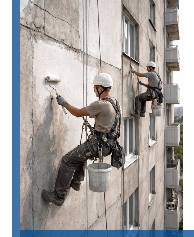 Покраска бетонного фасада в Туле для жилых и промышленных объектов
