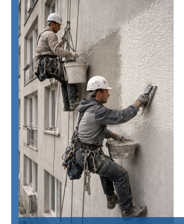 Нанесение декоративной штукатурки короед на фасад в Туле