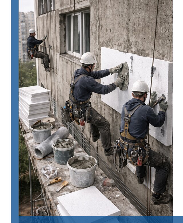 Утепление фасада пенополистиролом в Туле под ключ