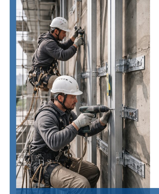 Монтаж и крепление подсистемы вентфасада в Туле