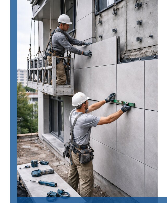 Монтаж керамогранита на фасад в Туле под ключ с гарантией качества