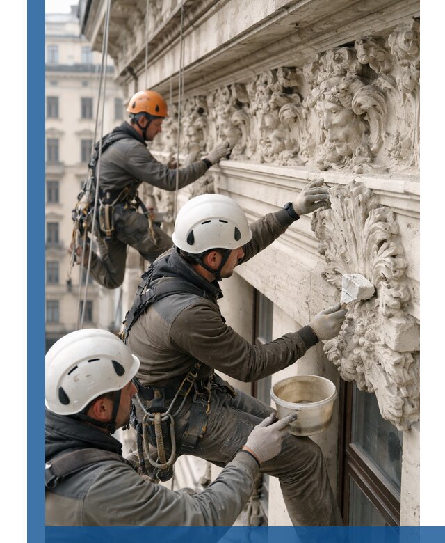 Реставрация фасадной лепнины с высотными работами в Туле