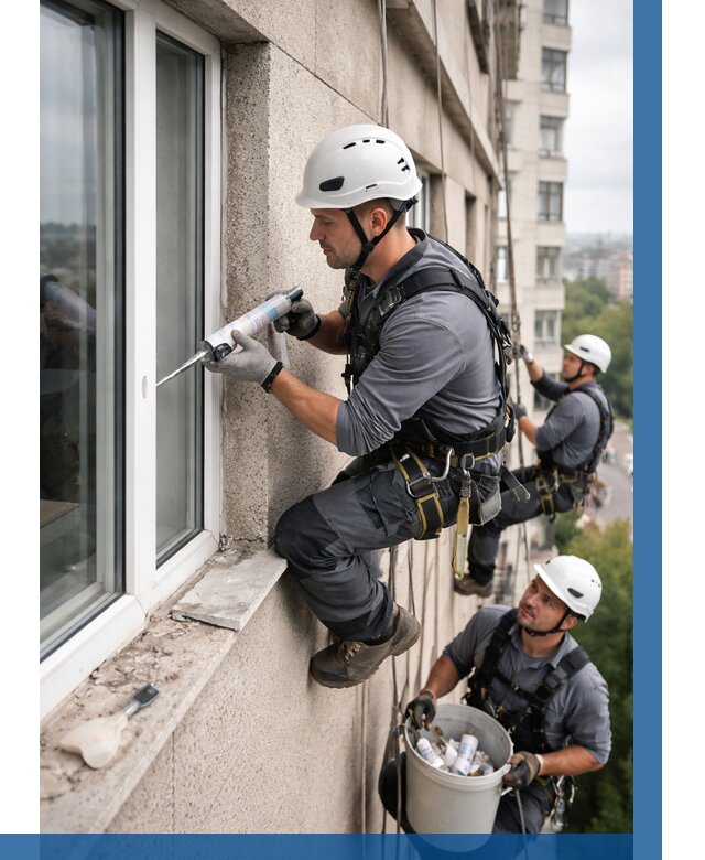 Герметизация оконных швов снаружи в Туле от 1525 р. | ВЫСОТНИК-Тул