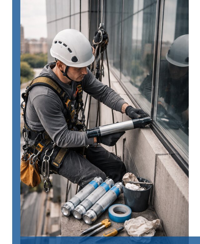 Герметизация стыков витража в Туле для герметичных фасадов