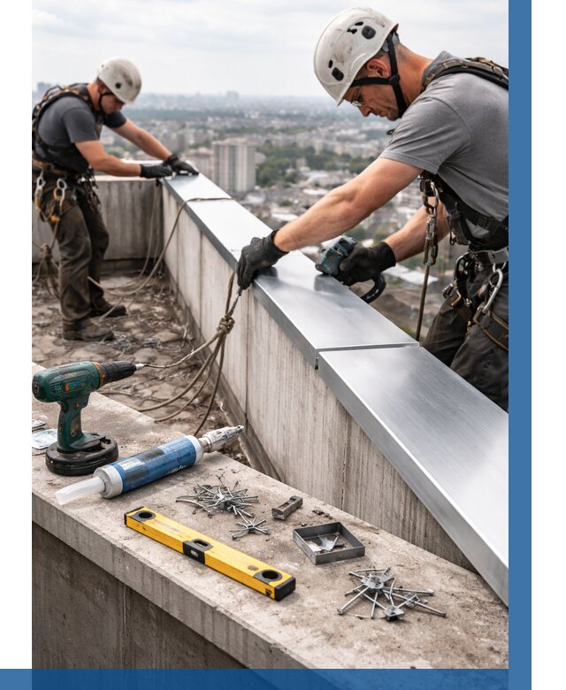 Монтаж парапетных крышек в Туле от 814 р. | ВЫСОТНИК-Тул