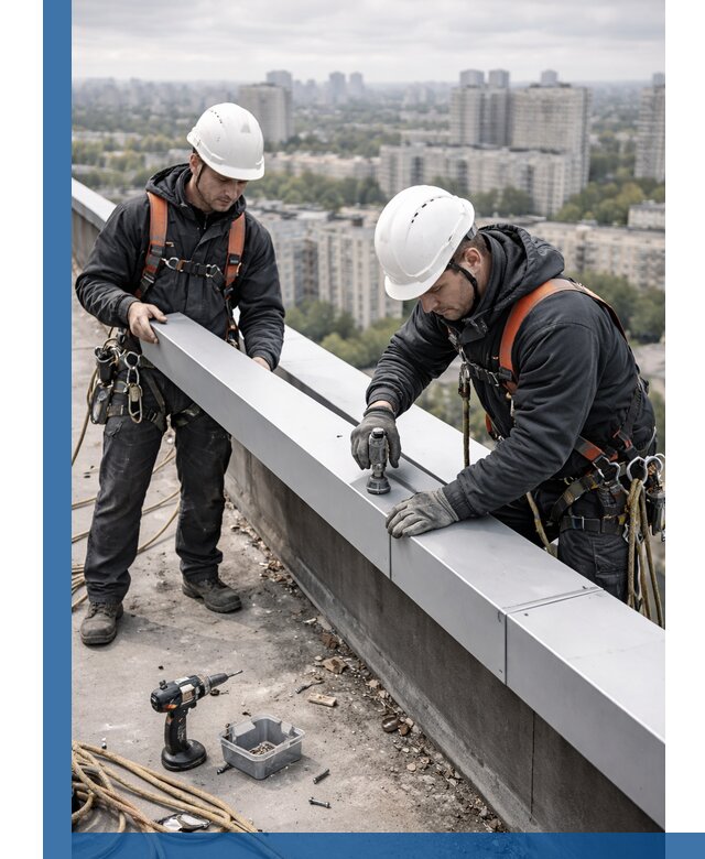 Монтаж парапетных крышек и ограждений кровли в Туле