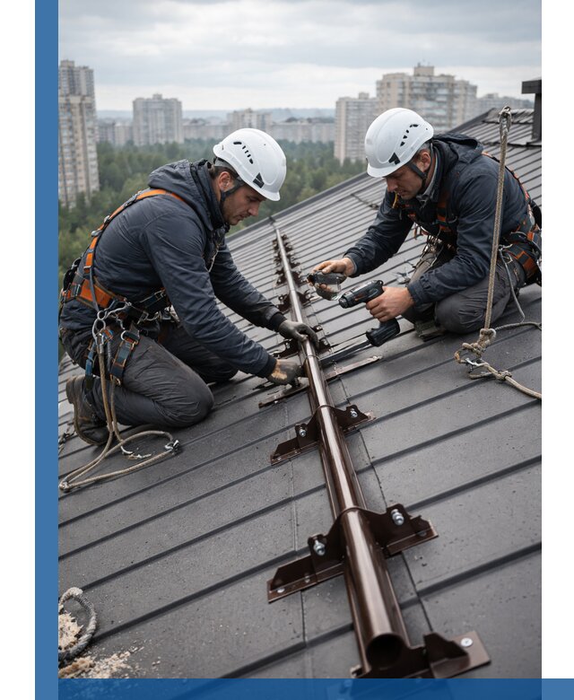 Монтаж снегозадержателей на кровле зданий в Туле под ключ