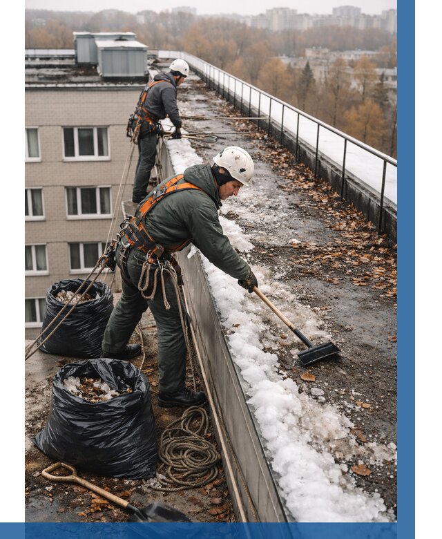 Очистка кровли по периметру в Туле от 559 р. | ВЫСОТНИК-Тул