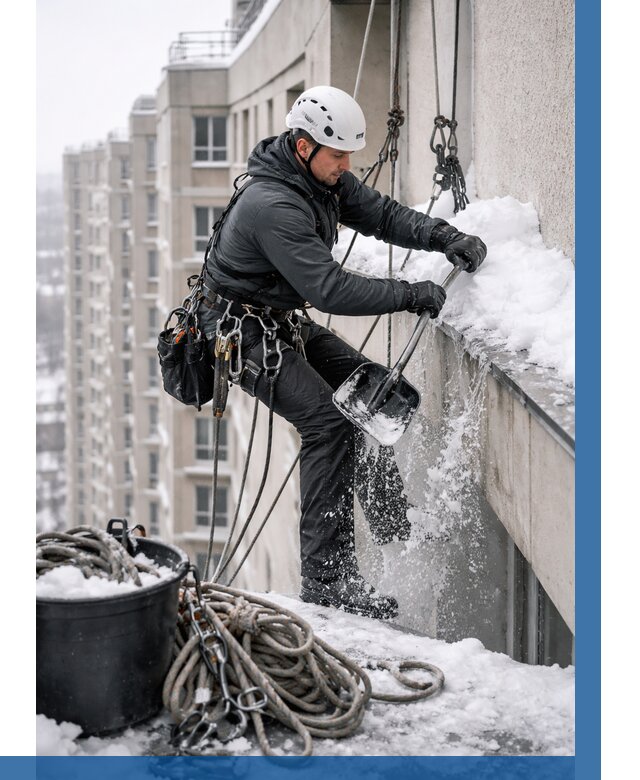 Очистка карнизов от снега в Туле от 305 р. | ВЫСОТНИК-Тул