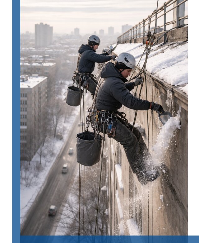 Очистка карнизов от снега в Туле профессионально и безопасно