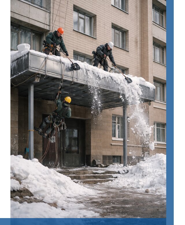 Очистка козырьков от снега в Туле от 3559 р. | ВЫСОТНИК-Тул