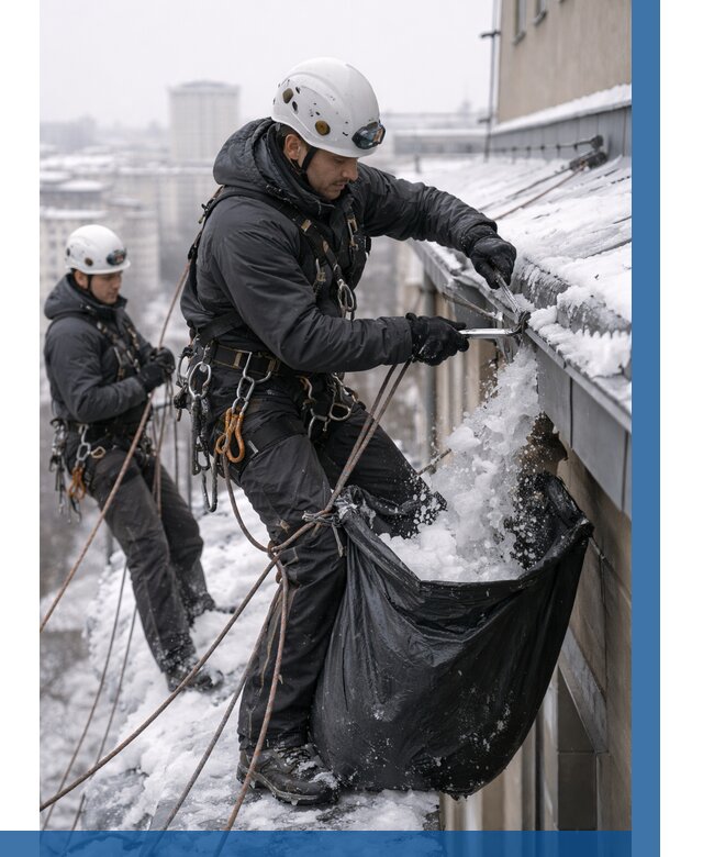 Аварийная очистка крыши в Туле под ключ от 305 р. | ВЫСОТНИК-Тул