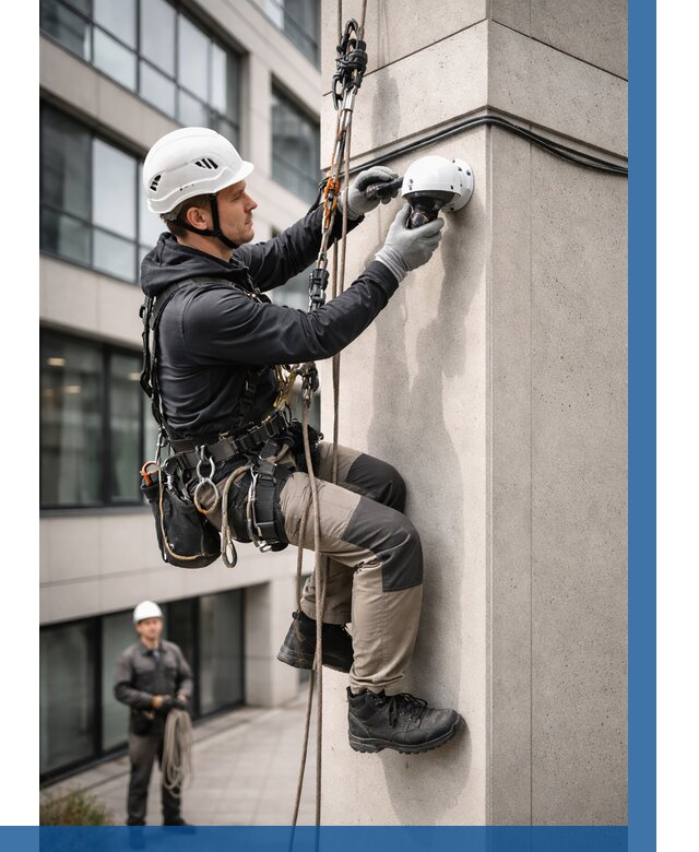 Монтаж камер видеонаблюдения на фасаде в Туле от 8644 р.-ВЫСОТНИК-Тул