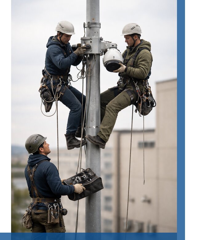 Установка видеокамер на мачте в Туле от 8644 р. | ВЫСОТНИК-Тул