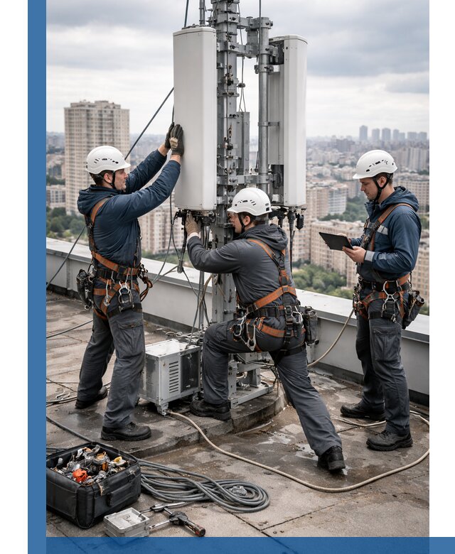 Монтаж антенн связи на крыше в Туле с вводом в эксплуатацию