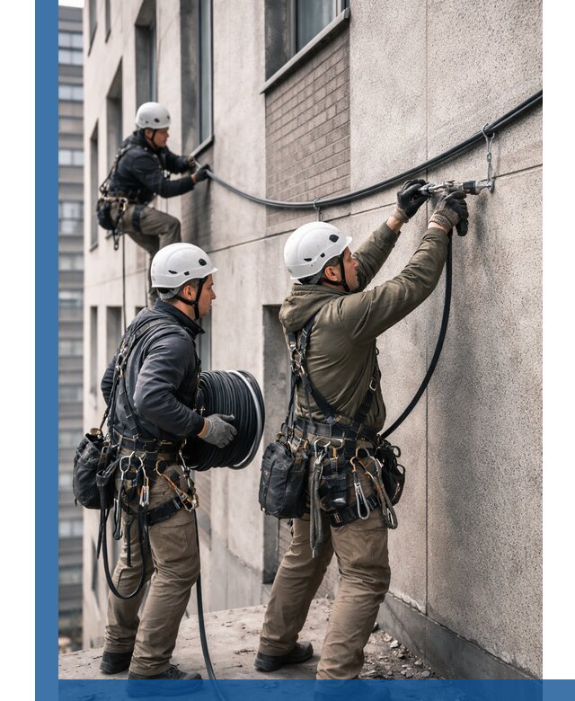 Прокладка кабеля по фасаду в Туле, профессиональный монтаж