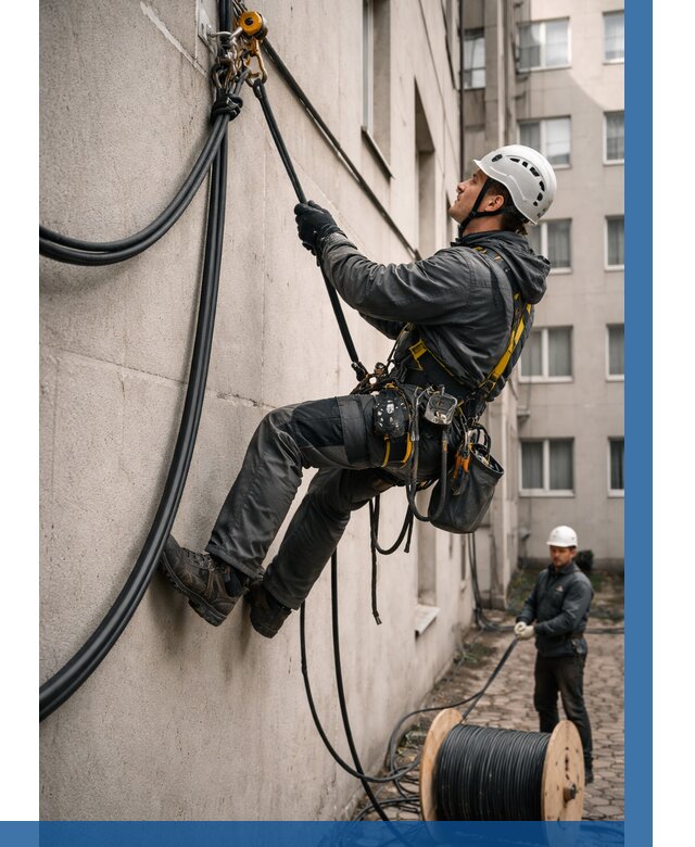 Протяжка кабеля питания на высоте в Туле от 458 р. | ВЫСОТНИК-Тул