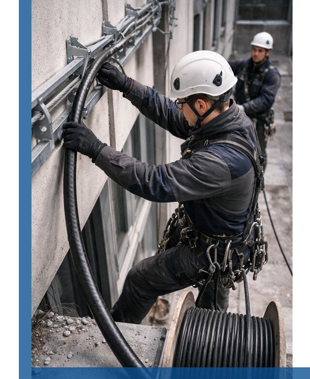 Протяжка кабеля питания на высоте в Туле с гарантией безопасности и качества