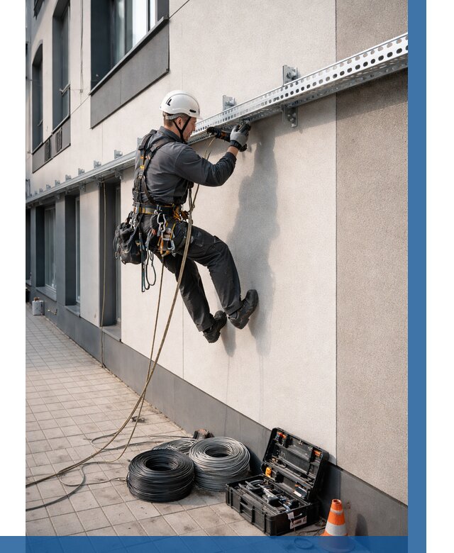 Монтаж кабельных лотков на фасаде в Туле от 1220 р. | ВЫСОТНИК-Тул