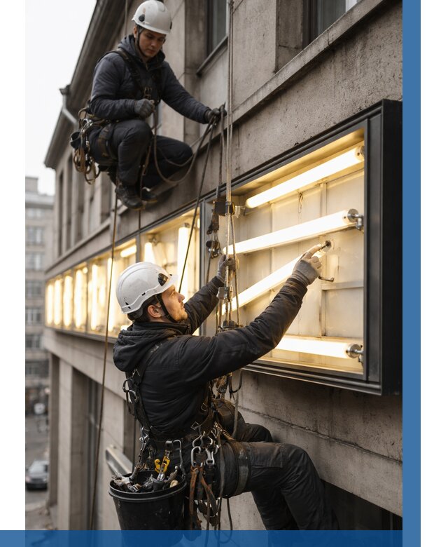 Замена ламп в вывеске в Туле под ключ от 3559 р. | ВЫСОТНИК-Тул