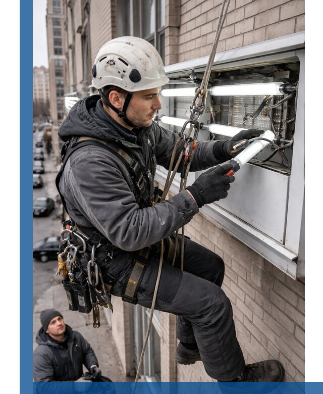 Профессиональная замена ламп в наружной вывеске в Туле
