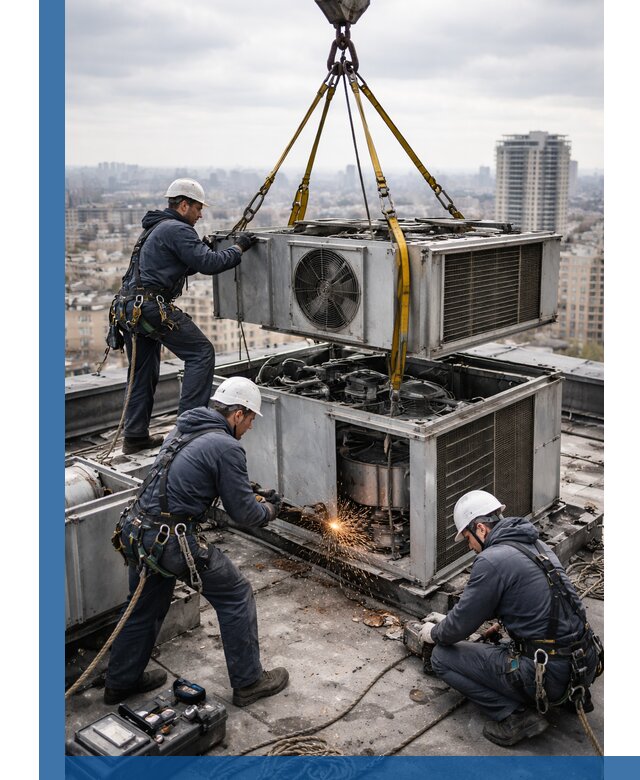 Демонтаж крышной установки в Туле любой сложности