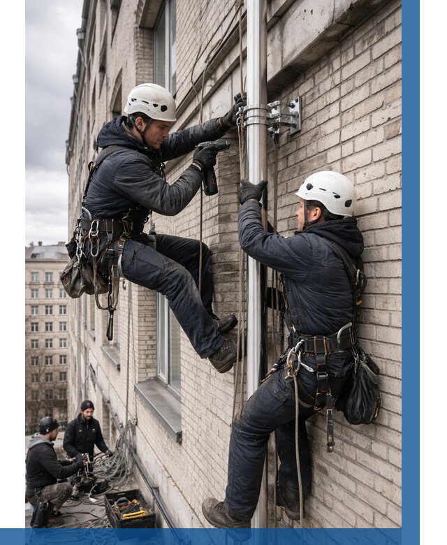 Монтаж флагштока на здании в Туле от 6610 р. | ВЫСОТНИК-Тул