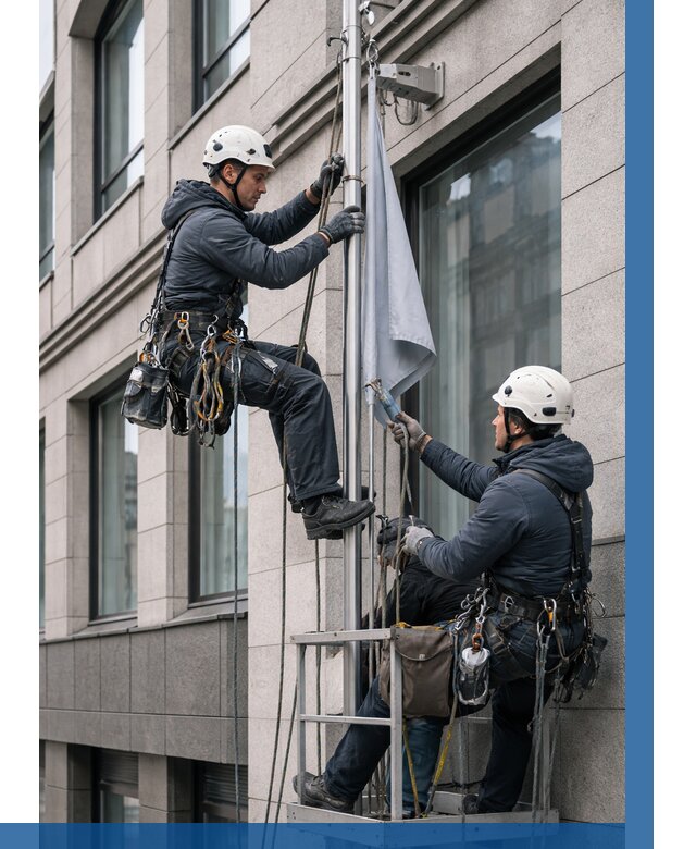 Установка флагов на фасаде в Туле от 4576 р. | ВЫСОТНИК-Тул