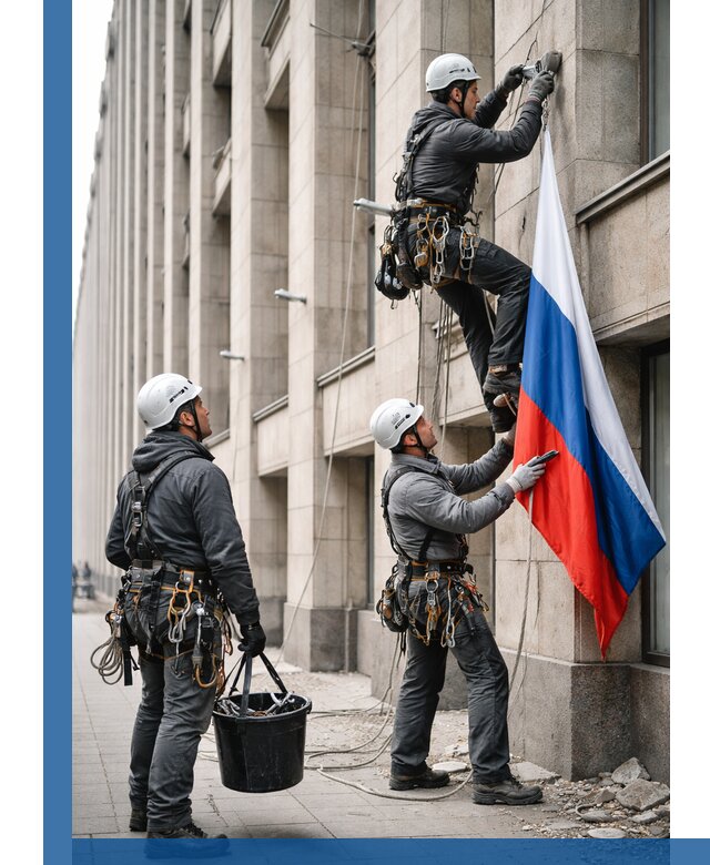 Профессиональная установка флагов на фасаде в Туле