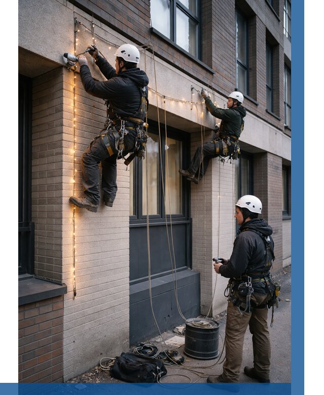 Монтаж гирлянд на фасаде в Туле от 3559 р. | ВЫСОТНИК-Тул