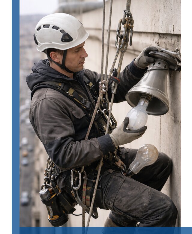 Замена ламп на высоте в Туле профессионально и быстро