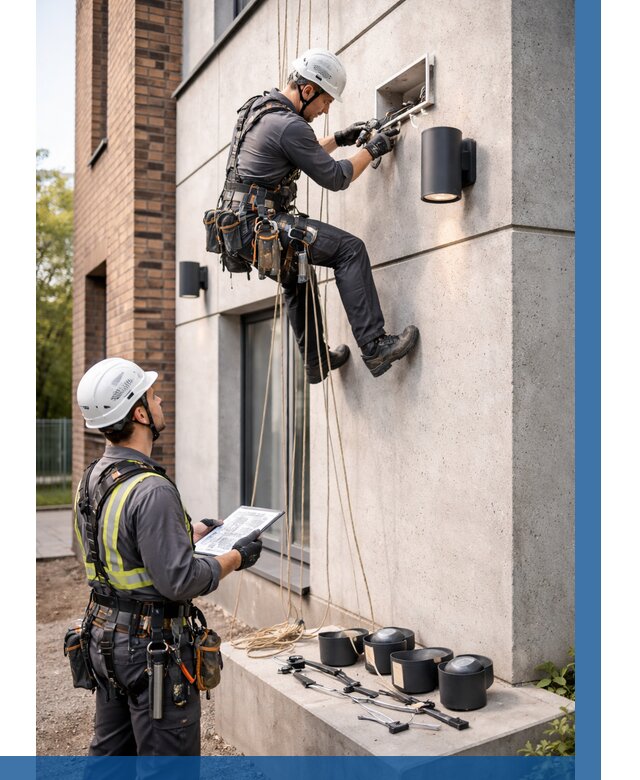 Монтаж фасадного освещения в Туле от 2542 р. | ВЫСОТНИК-Тул