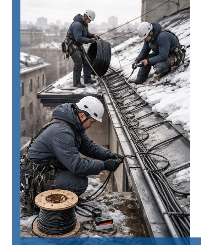 Монтаж греющего кабеля на кровле в Туле под ключ