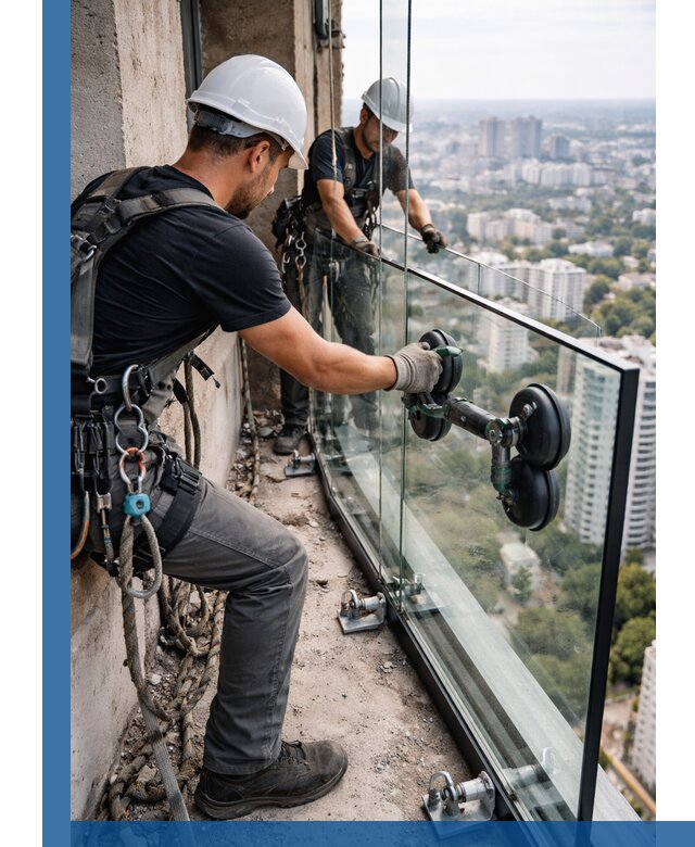 Монтаж стеклянных ограждений под ключ с гарантией в Туле