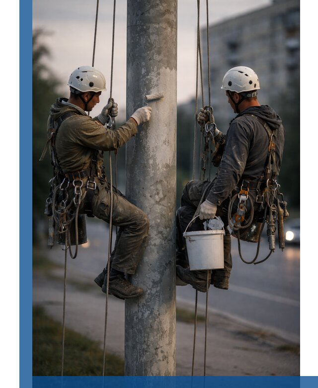 Покраска опор освещения и антикоррозийная защита в Туле
