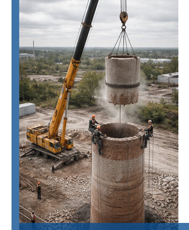 Демонтаж дымовой трубы в Туле с гарантиями безопасности