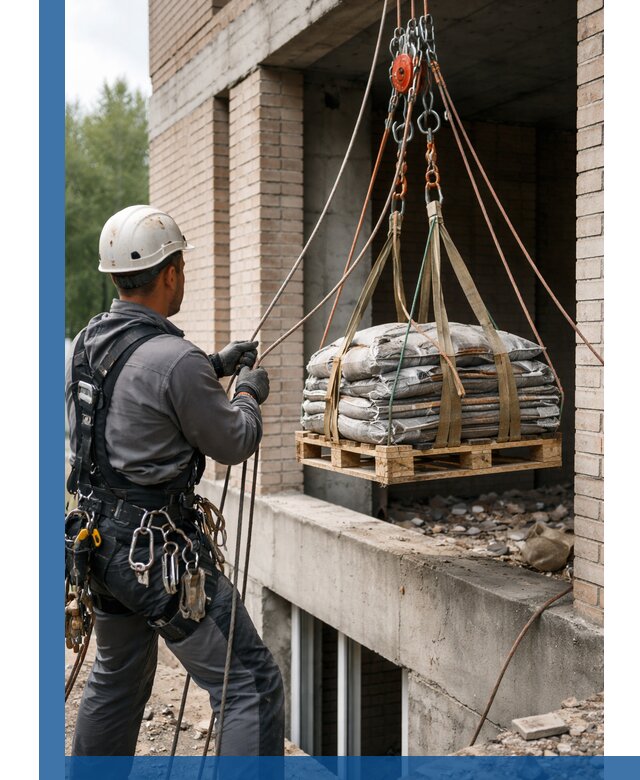 Подъем материалов на этаж веревками в Туле оперативно