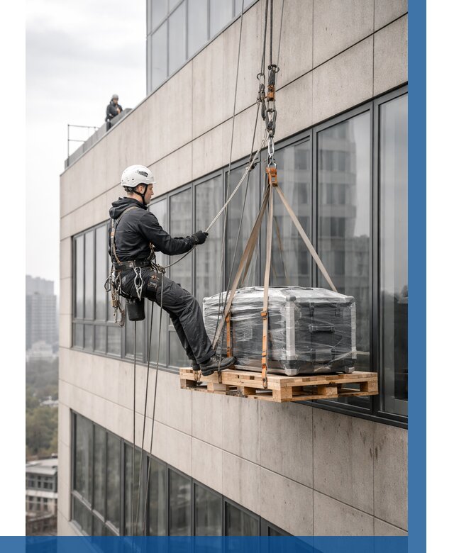 Спуск груза по фасаду в Туле от 3559 р. | ВЫСОТНИК-Тул