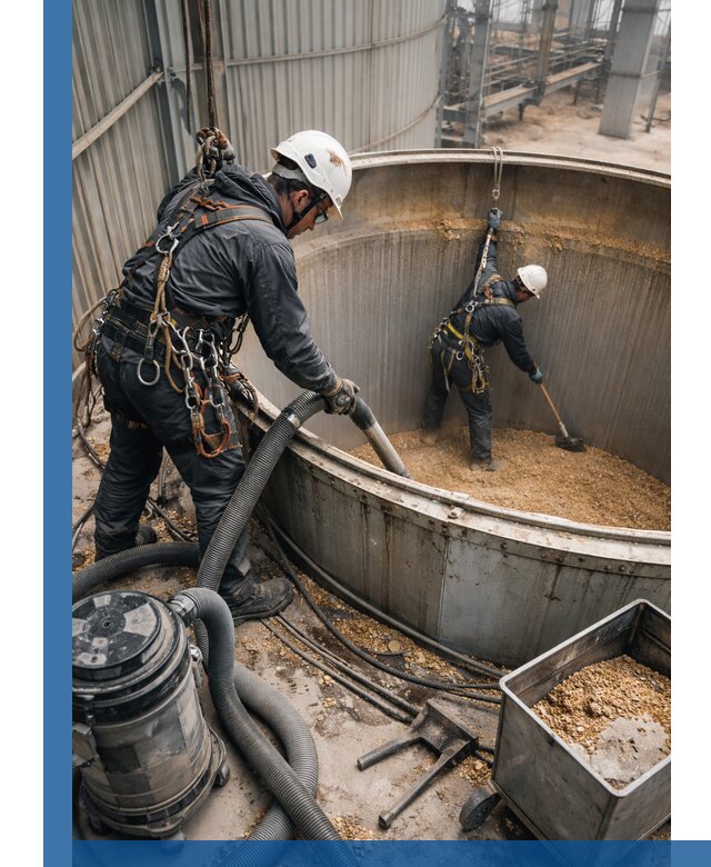 Профессиональная чистка зерновых бункеров в Туле с выездом