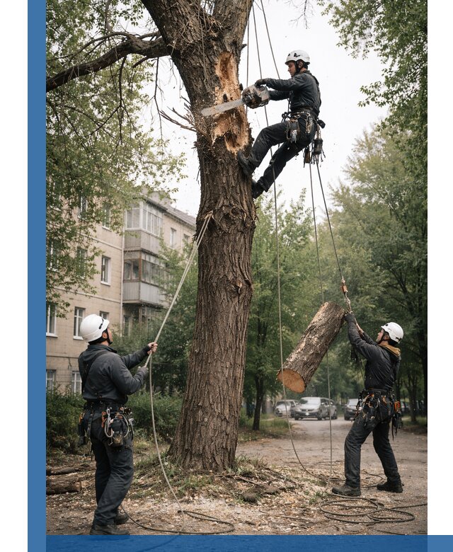 Срочное удаление аварийных деревьев в Туле с гарантией безопасности