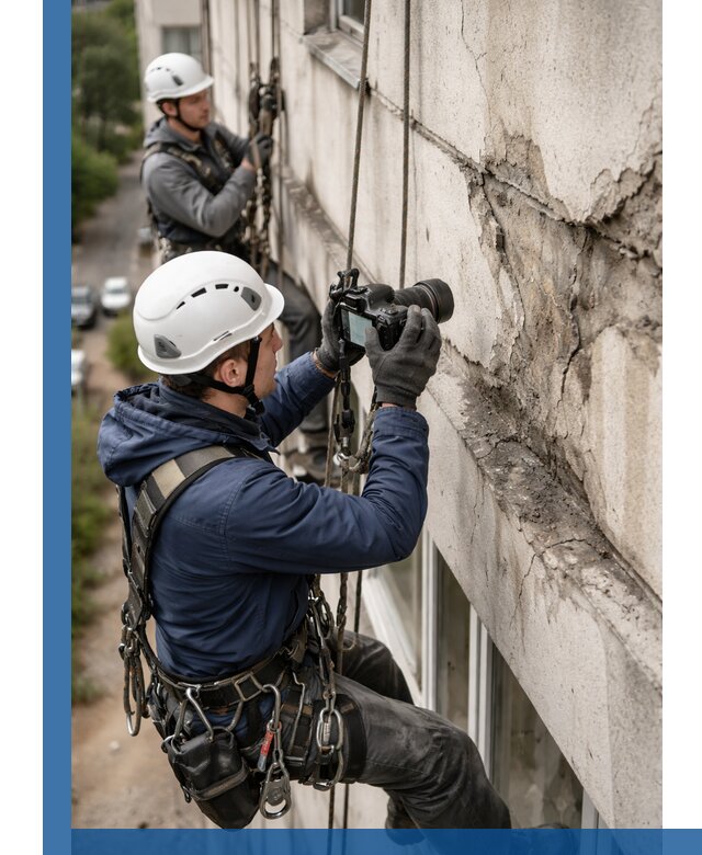 Фотофиксация дефектов фасада с высотной съемкой в Туле