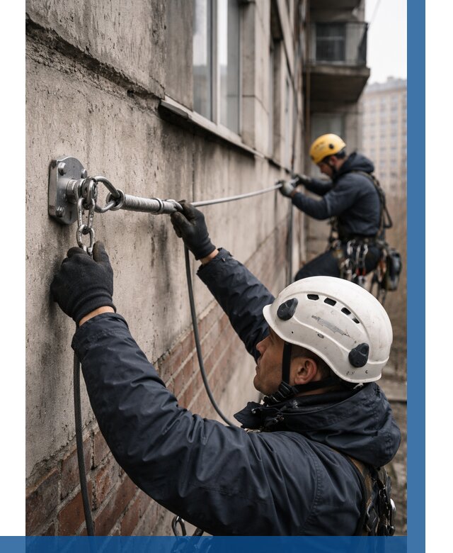 Монтаж анкерных линий в Туле от 3051 р. | ВЫСОТНИК-Тул